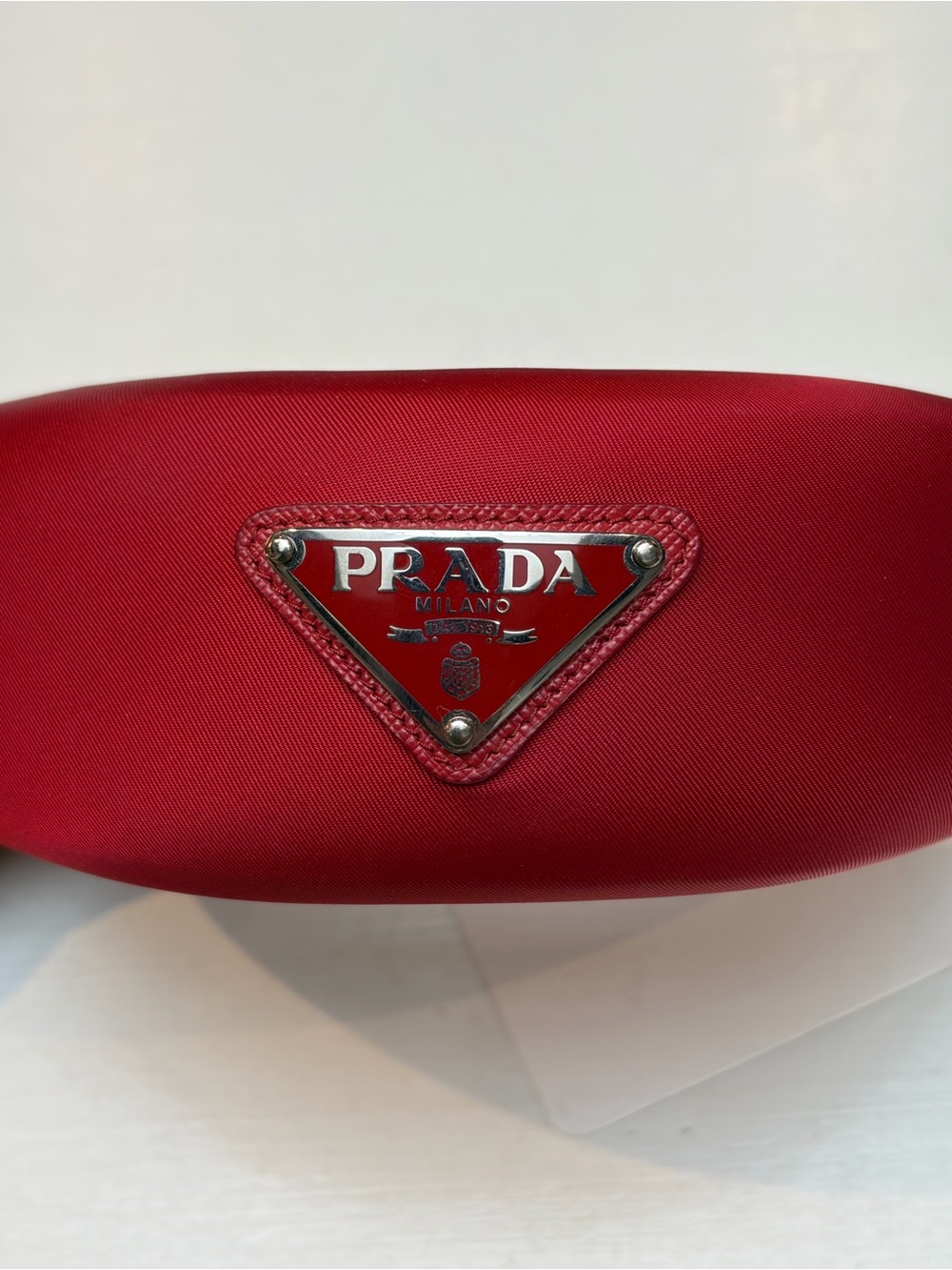 Prada Red Triangle Logo Eyewear Case